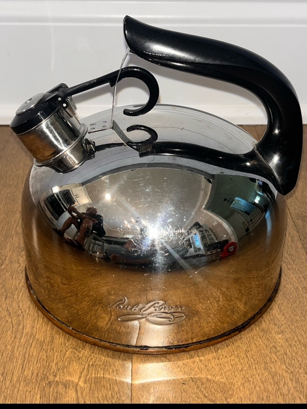 Vintage Revere Ware Stainless / Copper Clad Tea Kettle: C02H Small Dent Bottom